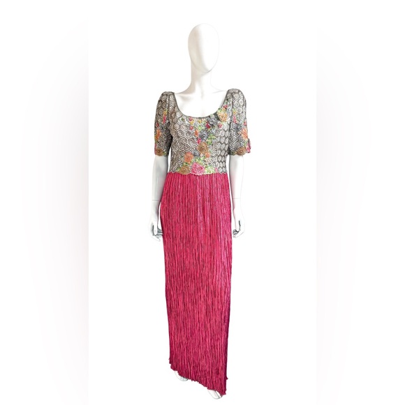 Vintage Mary McFadden Couture Beaded Evening Gown